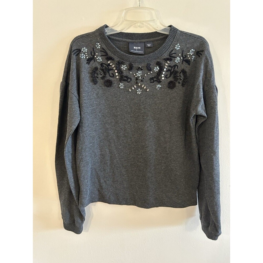 Anthropologie Maeve Tallie Beaded Embellished Sweater Sweatshirt Size S